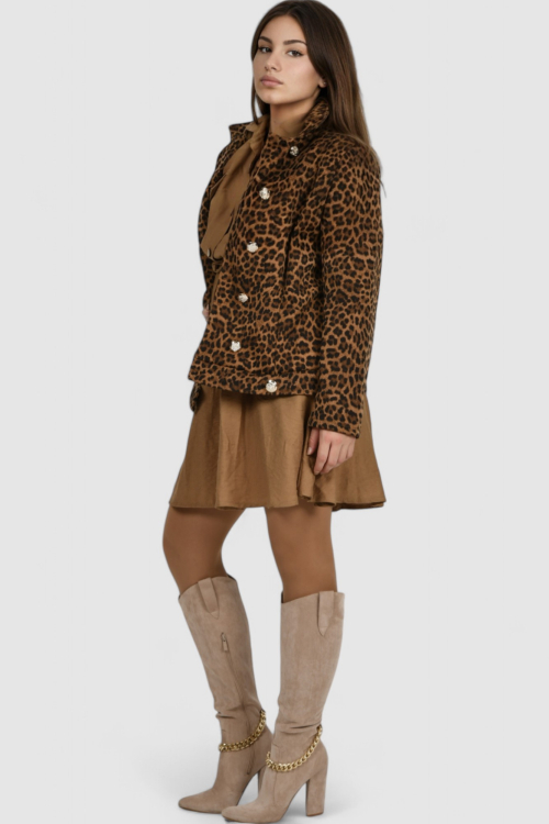 Ženski smeđi kratki kaput Lalita