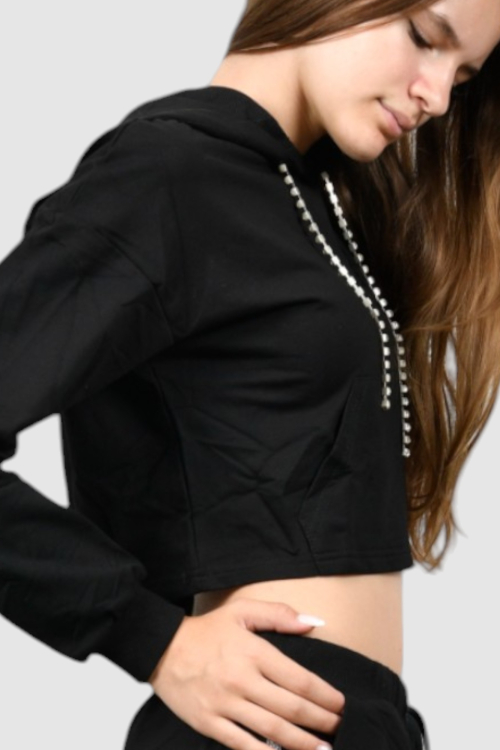 Ženska crna hoodica sa kapuljačom Alteza