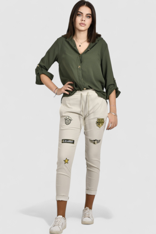 Ženske bež modne hlače Eloriel