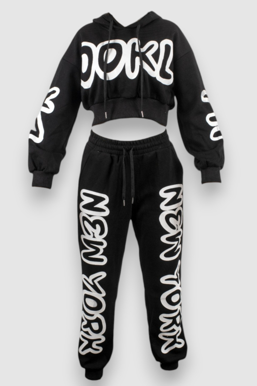 Ženska crna trenirka komplet Zuri