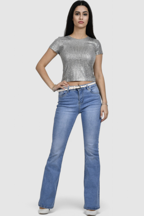 Ženska srebrna majica kratki rukav Gia