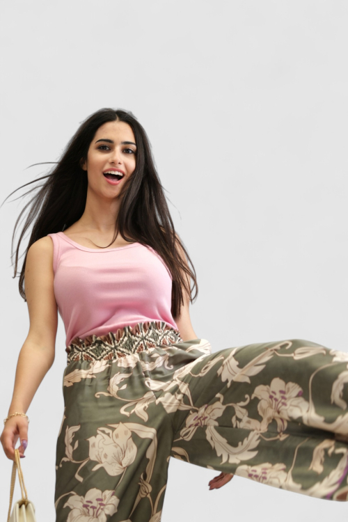 Ženske zelene modne hlače Leandra