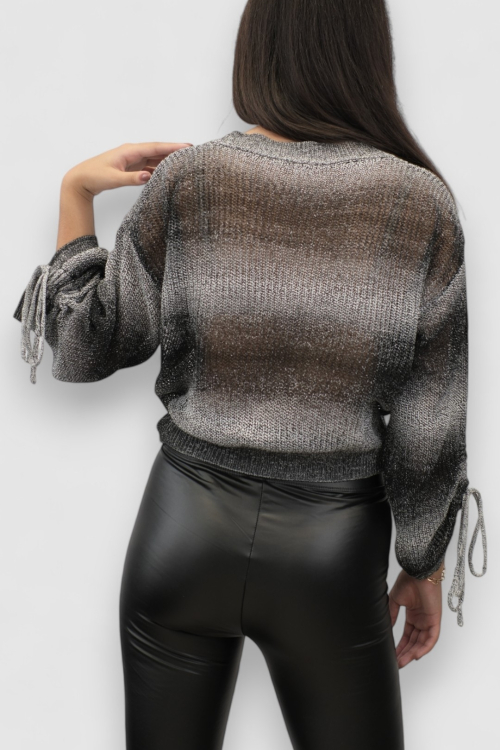 Ženski crni končani džemper Ida