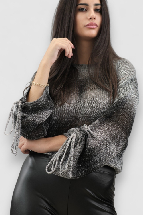 Ženski crni končani džemper Ida