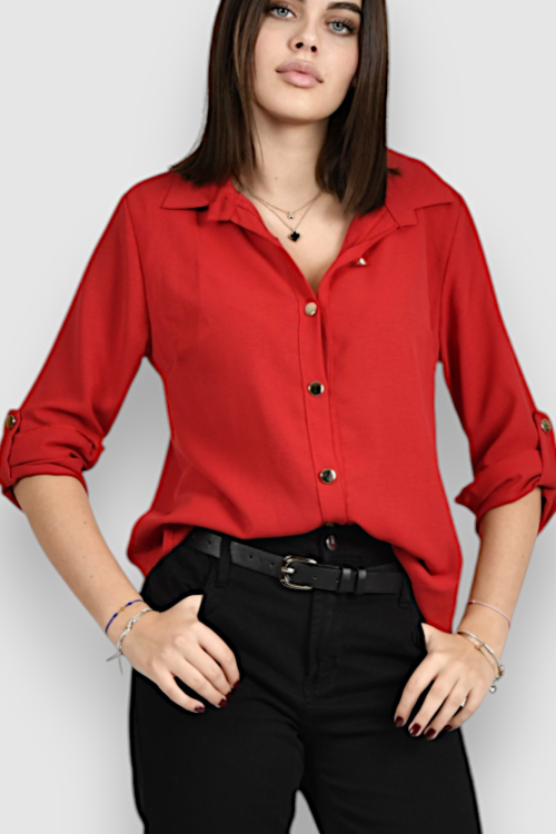 Ženska crvena elegantna košulja Blakely
