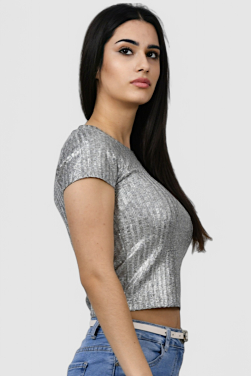 Ženska srebrna majica kratki rukav Gia