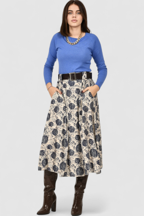 Ženska plava midi suknja Briella