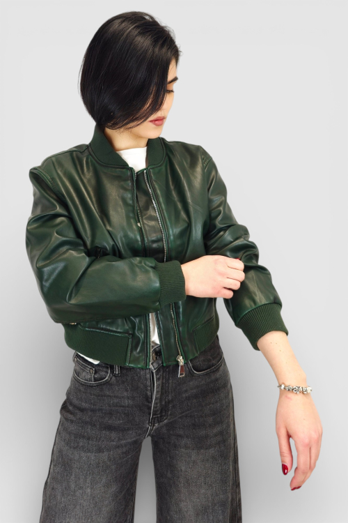 Ženska tamno zelena kožna jakna Isabelle