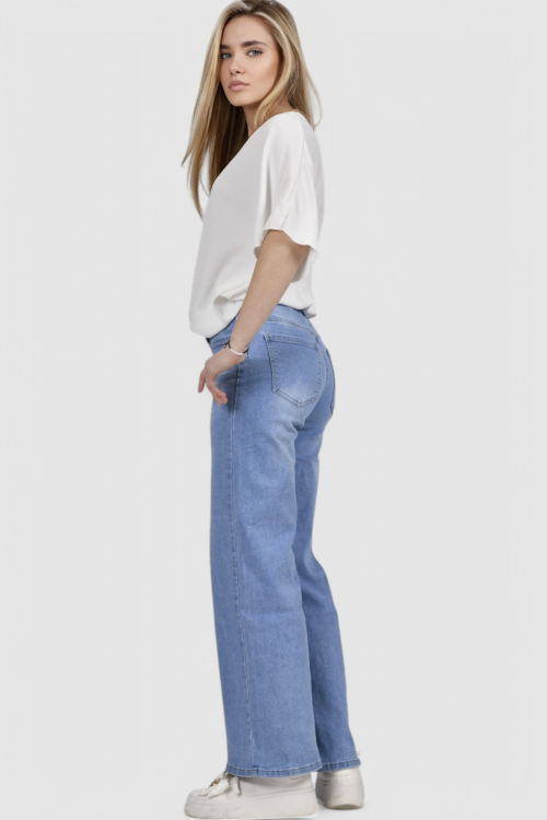 Ženske plave traperice široke nogavice Cora