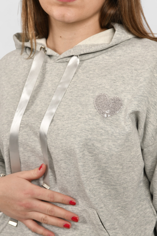 Ženska siva hoodica sa kapuljačom Ysabel