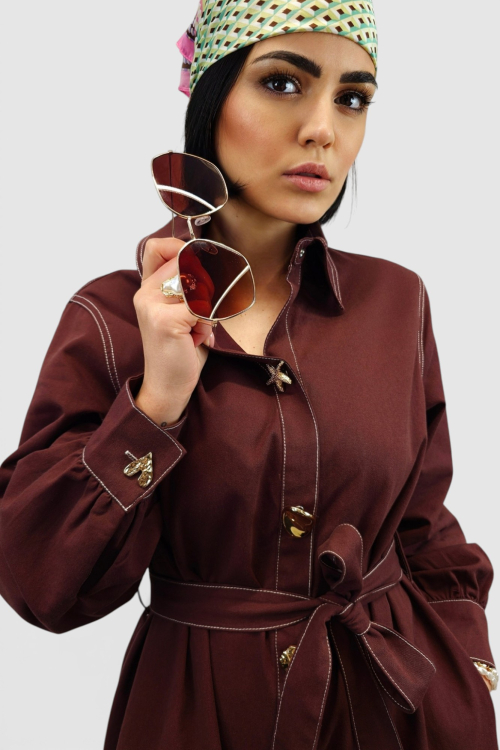 Duga bordo haljina Corinna u retro vintage stilu