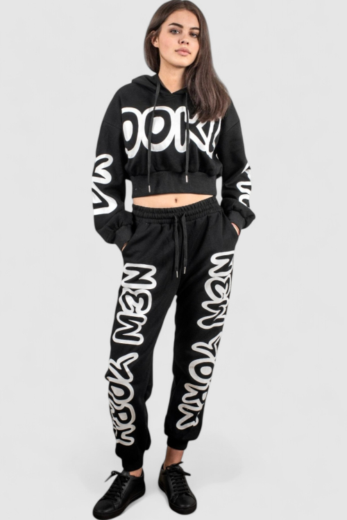 Ženska crna trenirka komplet Zuri