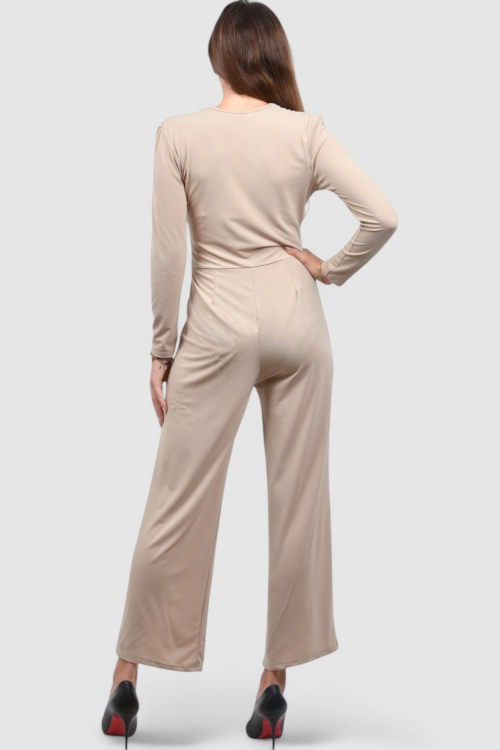 Ženski bež elegantni kombinezon Elara