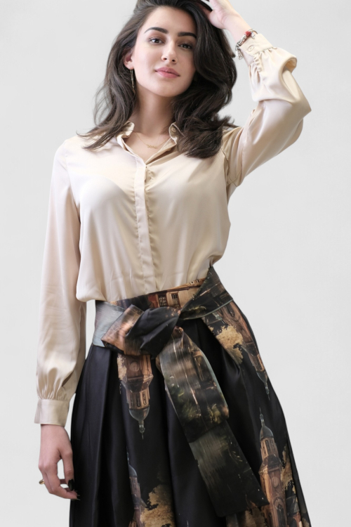 Nježna satenska košulja Fianna u bež boji