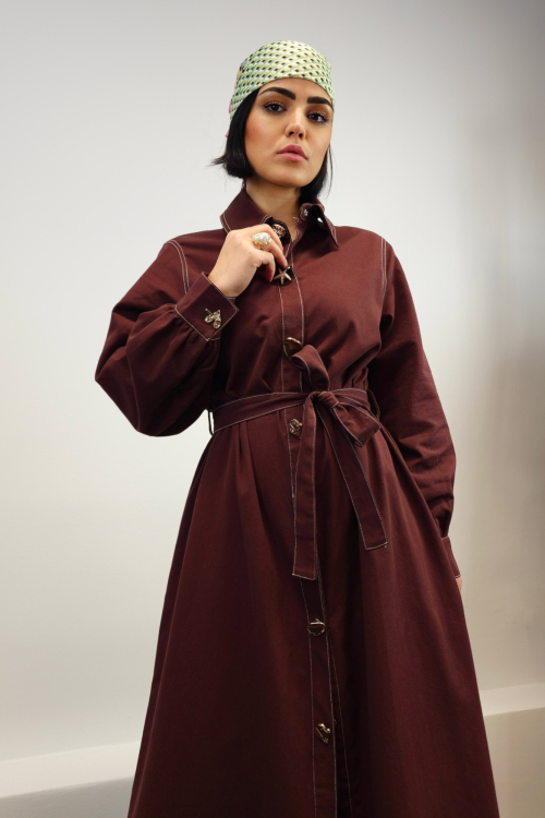 Duga bordo haljina Corinna u retro vintage stilu