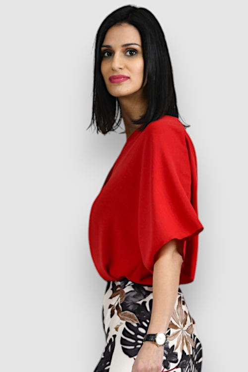 Ženska crvena elegantna košulja Ivelisse