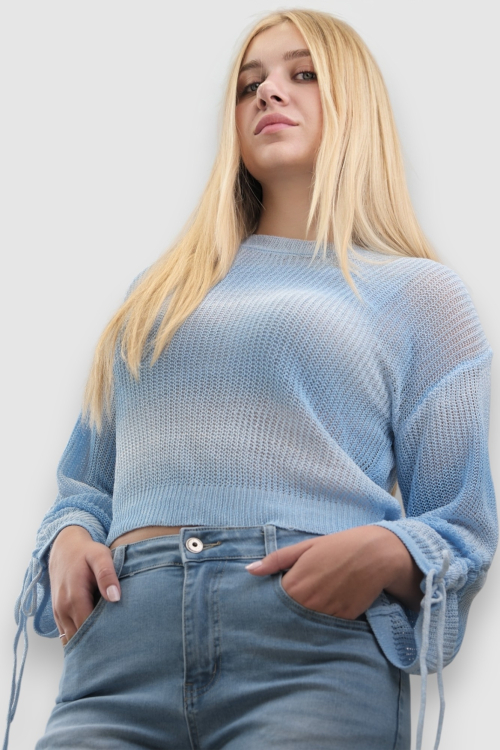 Ženski plavi končani džemper Ida