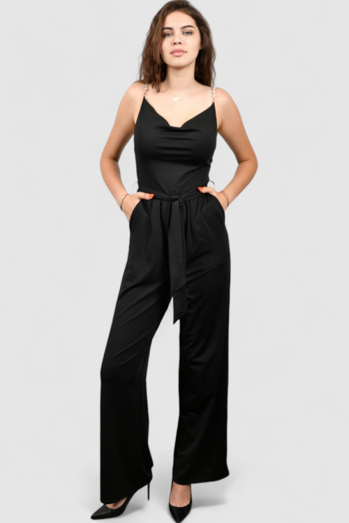 Ženski crni elegantni kombinezon Brielly