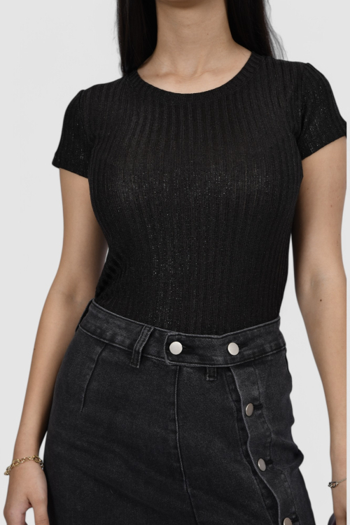 Ženska crna majica kratki rukav Gia