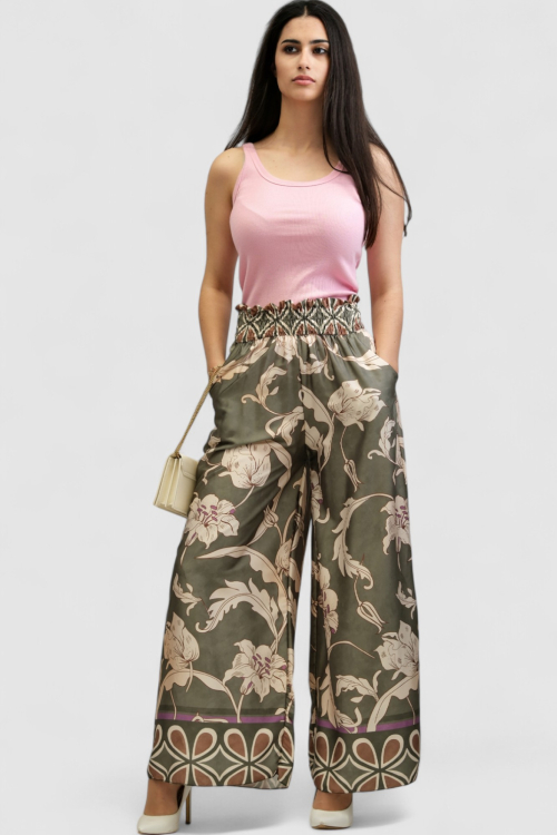 Ženske zelene modne hlače Leandra