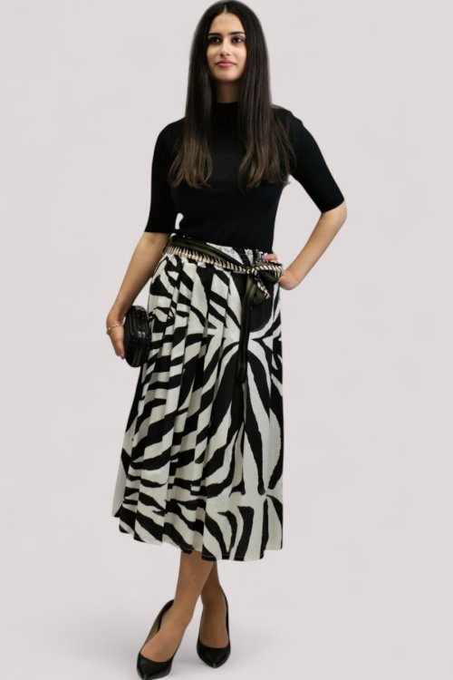 Ženska midi suknja zebra uzorak Theresa