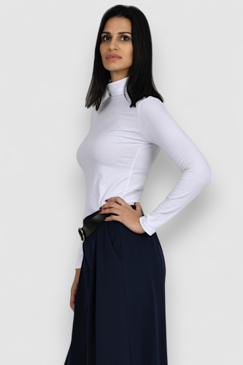 Ženska bijela dolčevita dugi rukav Calista