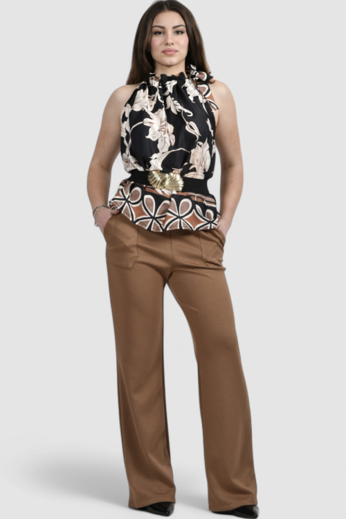 Ženske smeđe modne hlače Fionn