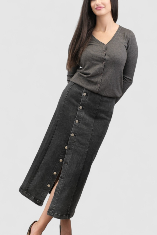 Ženski sivi džemper na kopčanje Oceana