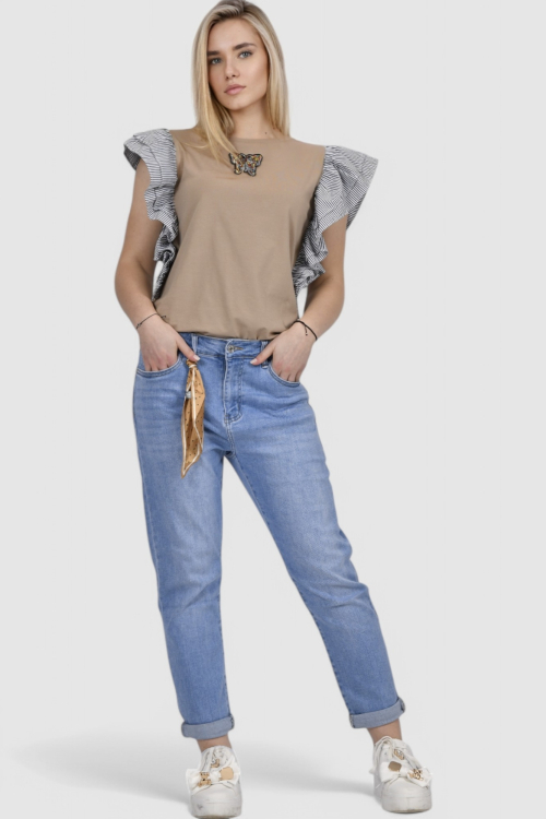 Ženska bež majica kratki rukav Noemie