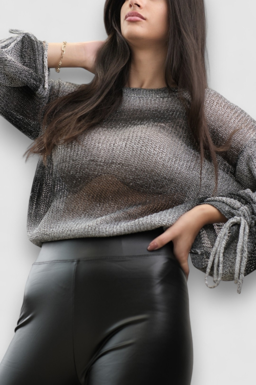 Ženski crni končani džemper Ida