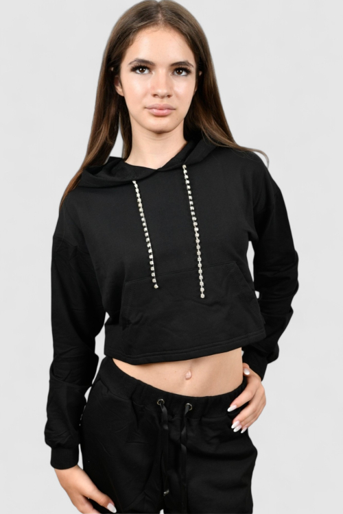 Ženska crna hoodica sa kapuljačom Alteza