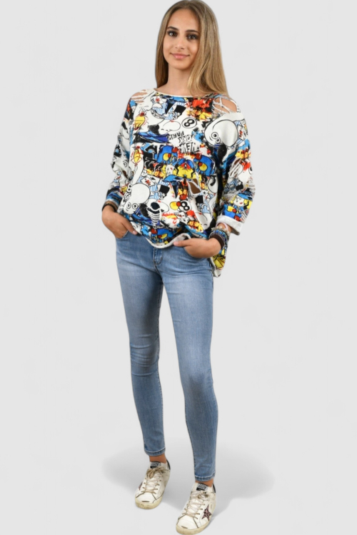 Ženska bijela hoodica bez kapuljače Celia