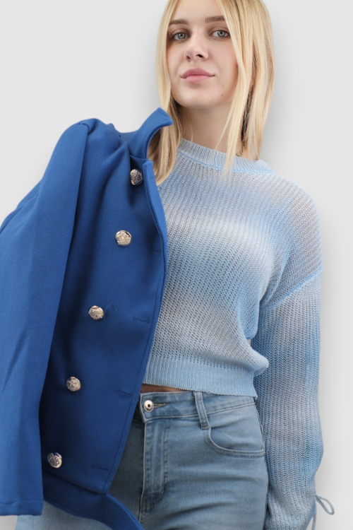 Ženski plavi končani džemper Ida