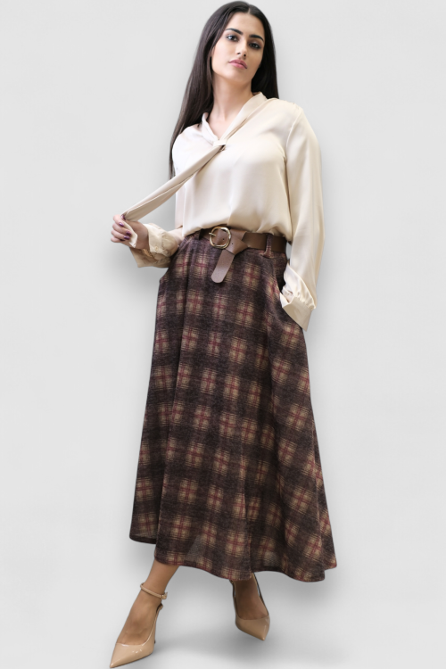 Ženska satenska košulja Ivania u bež boji s ukrasnom kravatom, bez kopčanja