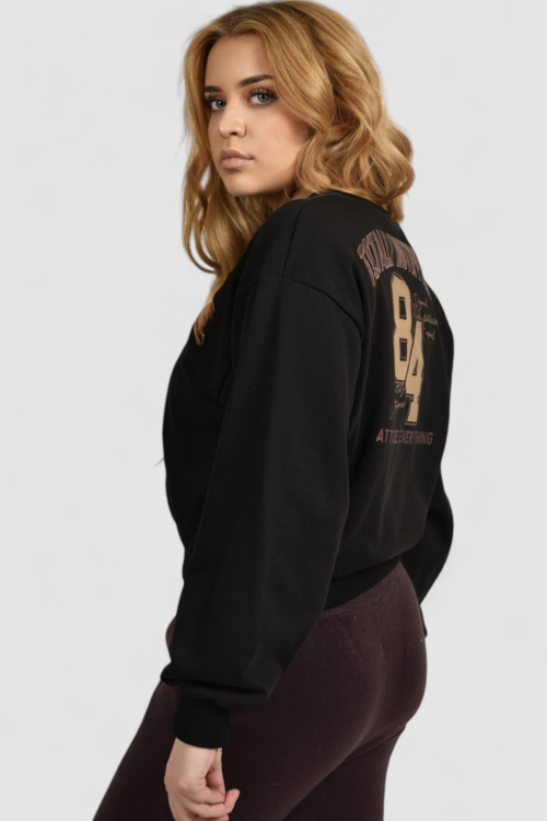 Ženska crna hoodica bez kapuljače Amaya