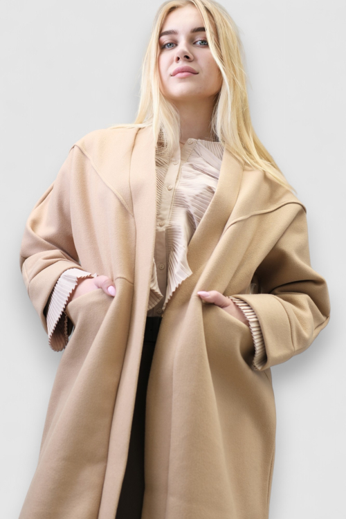 Ženski smeđi dugi kaput Carly