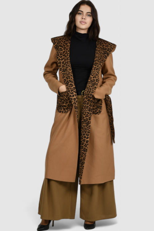 Ženski smeđi dugi kaput Paris