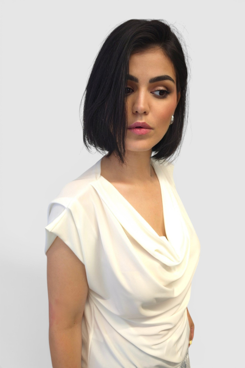Ženska bijela elegantna bluza sa čipkom Magi