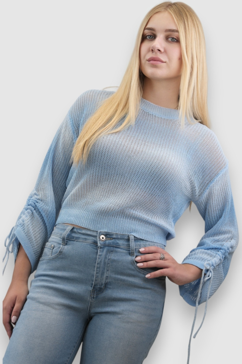 Ženski plavi končani džemper Ida