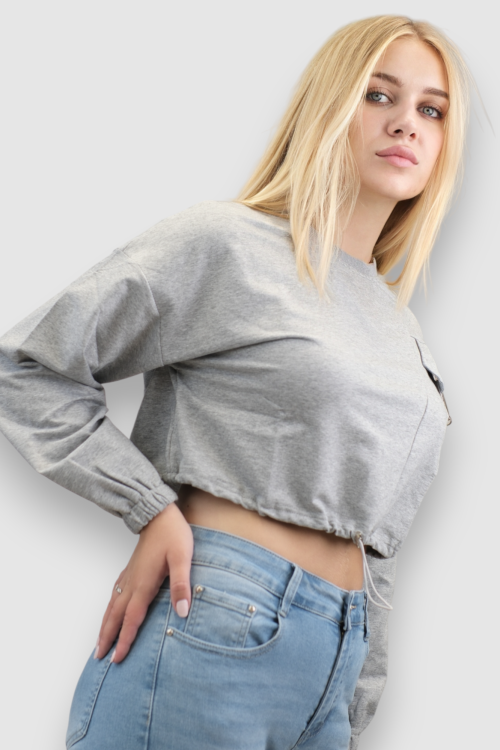 Ženska siva hoodica bez kapuljače Sabine