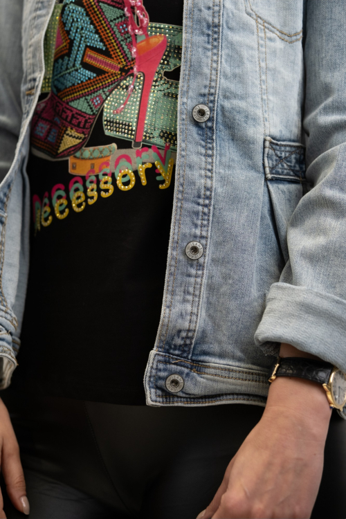 Ženska crna majica kratki rukav Delina