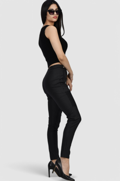 Ženske crne hlače u imitaciji kože Ciara