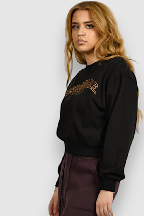 Ženska crna hoodica bez kapuljače Amaya