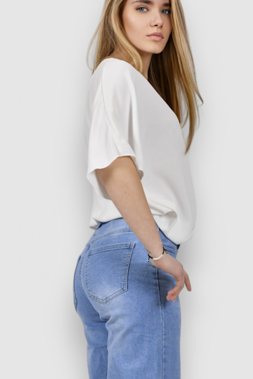 Ženske plave traperice široke nogavice Cora