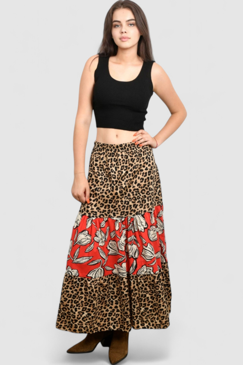 Ženska maxi suknja leopard uzorak Beatricia