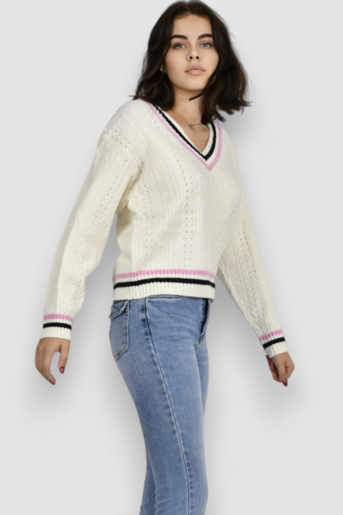 Ženski bijeli lagani džemper Baylee