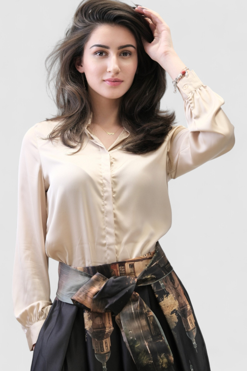 Nježna satenska košulja Fianna u bež boji