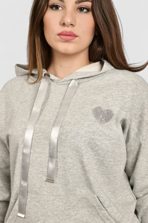 Ženska siva hoodica sa kapuljačom Ysabel
