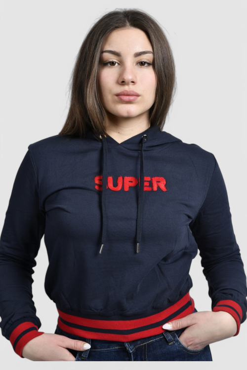 Ženska plava hoodica sa kapuljačom Mela