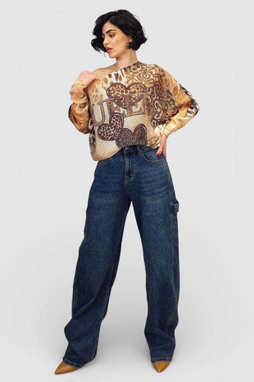 Ženska končana majica dugih rukava Faye sa printom srca